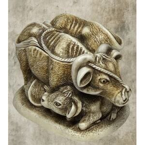 Harmony Kingdom Harmony Bull Water Buffalo & Calf Sculpture 2181/5000 1999